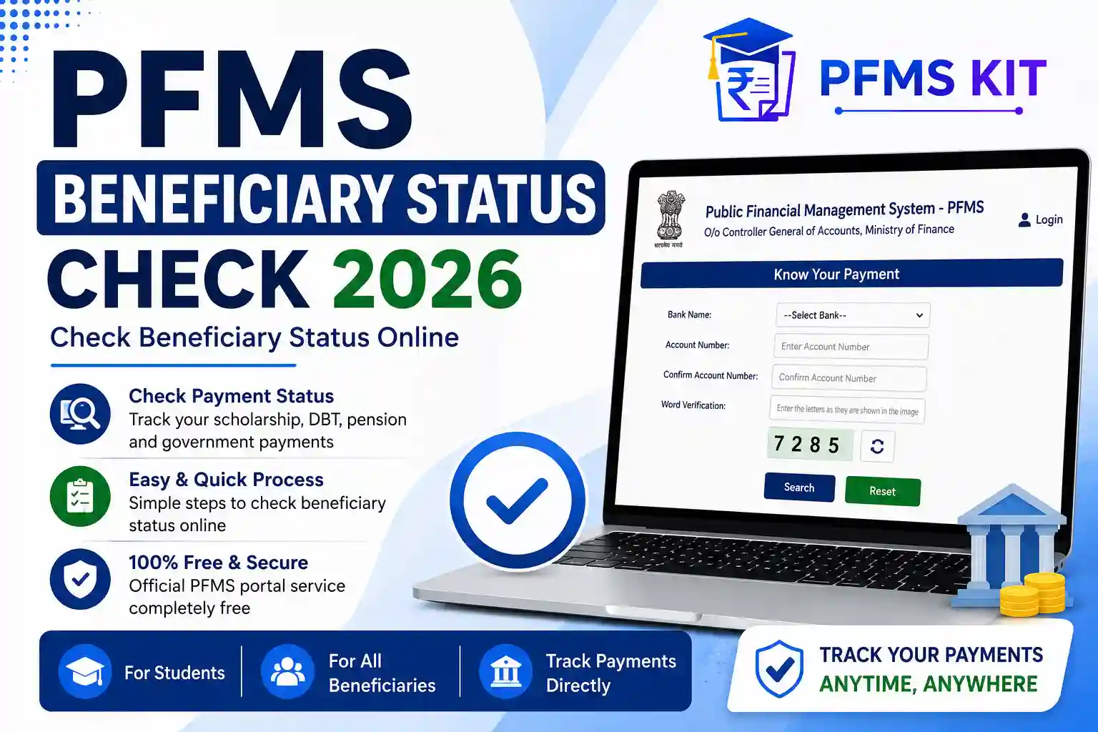 PFMS Beneficiary Status Check 2026 online payment status tracking guide for scholarships, DBT and government scheme beneficiaries
