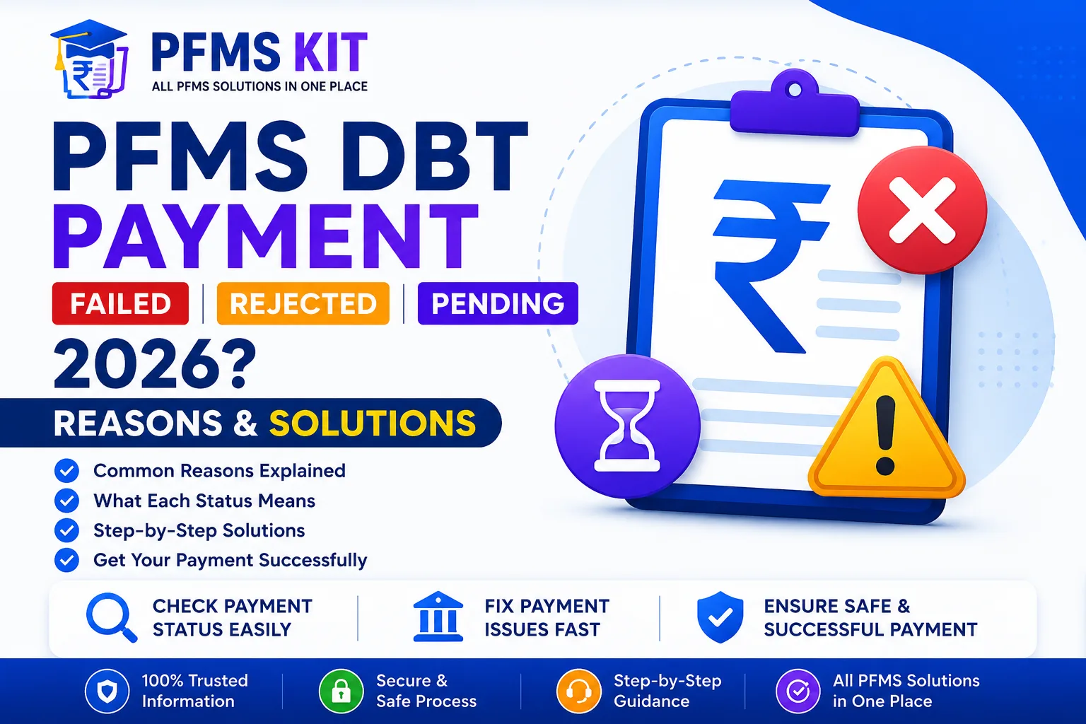 PFMS DBT payment failed rejected or pending 2026 reasons and solutions